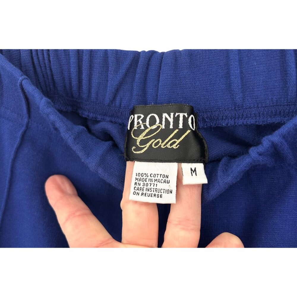 VINTAGE PRONTO GOLD ROYAL BLUE STRETCH PANTS - M - Picture 3 of 4